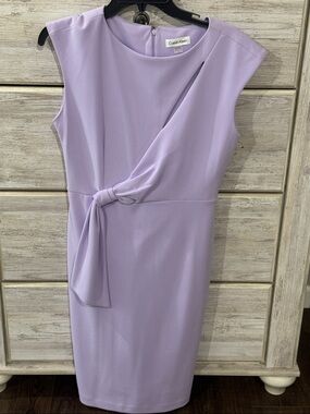 Calvin Klein Lilac Knot-Front Midi Sheath Dress